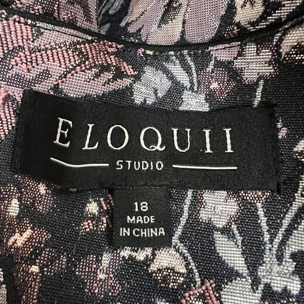 Eloquii Studio Plus Floral And Silver Detail Knee Length Dress Women's 18 - Picture 9 of 10